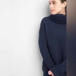 Gap Jacquard Navy Funnel Neck Pullover